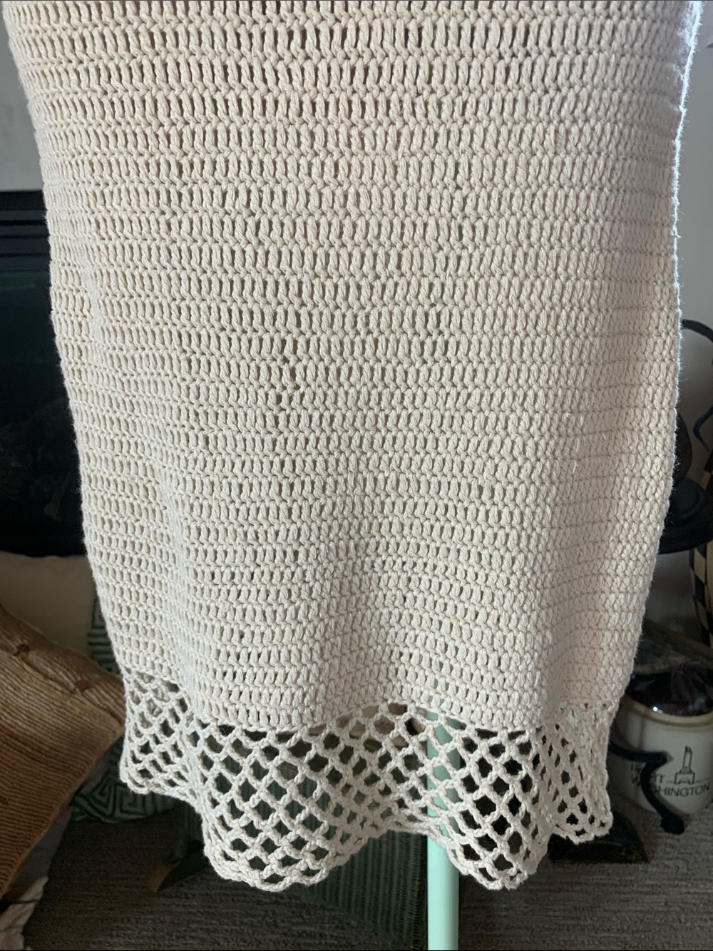 Vtg Nicole Miller Collection Linen/Cotton cream crochet beach coverup/dress SzL - Picture 5 of 9